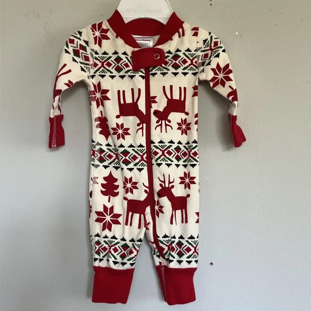 Hanna Andersson Cotton Pajamas Newborn Fair Isle Reindeer Trees Snowflake Unisex